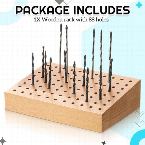 1/8'' to 3/32'' Shank Bur Holder Stand Wood Rotary Tool Bit Holder Small Drill Bits Organizer Cutting Polishing Buffing Wheel Storage Jewelry Making Tool Block with 88 Holes in 4 mm Diameter in Saudi Arabia
