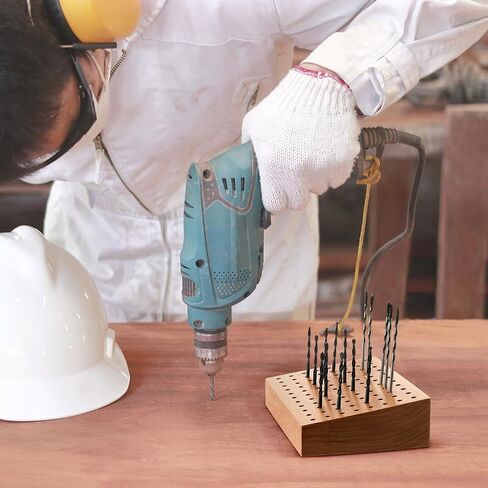 1/8'' to 3/32'' Shank Bur Holder Stand Wood Rotary Tool Bit Holder Small Drill Bits Organizer Cutting Polishing Buffing Wheel Storage Jewelry Making Tool Block with 88 Holes in 4 mm Diameter in Saudi Arabia