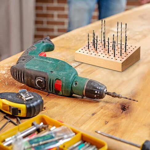 1/8'' to 3/32'' Shank Bur Holder Stand Wood Rotary Tool Bit Holder Small Drill Bits Organizer Cutting Polishing Buffing Wheel Storage Jewelry Making Tool Block with 88 Holes in 4 mm Diameter in Saudi Arabia