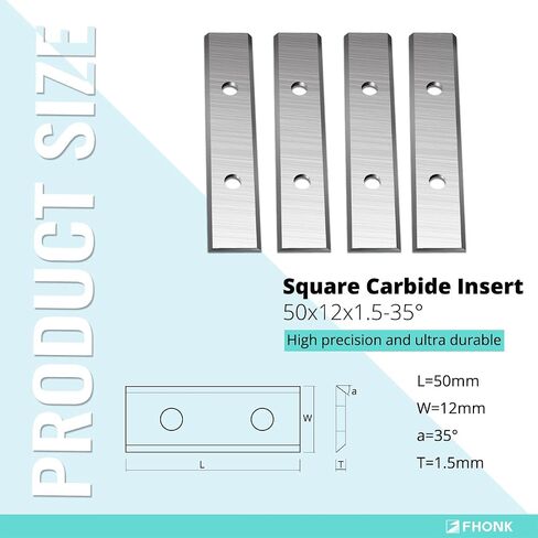 60mm Rectangle Carbide Inserts Replacement Knives Blades, for Flush Trim Router Bit, Fits Spiral Helical Planer Cutter Head, Wood Lathe Turning Tool, 10pcs (60x12x1.5-35°) in Saudi Arabia