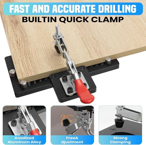 Professional 35mm Concealed Hinge Jig,Quick-Clamp for Fast Setup + Vacuum Adapter for Dust-Free Work,All-in-One Tool for Effortless, Accurate Hinge Installation on Doors & Cabinets in Saudi Arabia