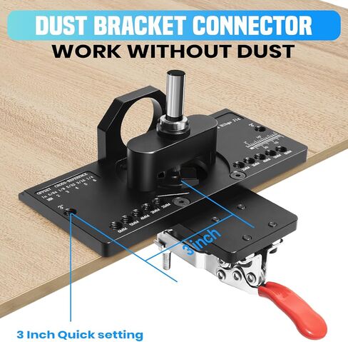Professional 35mm Concealed Hinge Jig,Quick-Clamp for Fast Setup + Vacuum Adapter for Dust-Free Work,All-in-One Tool for Effortless, Accurate Hinge Installation on Doors & Cabinets in Saudi Arabia