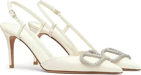 Women Heeled Slingback Sandals V Buckle Closed Pointed Toe Stiletto High Heels Slip-On Backless Evening Prom Party Dress Shoes in Saudi Arabia