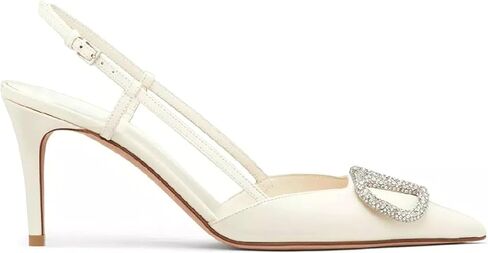 Women Heeled Slingback Sandals V Buckle Closed Pointed Toe Stiletto High Heels Slip-On Backless Evening Prom Party Dress Shoes in Saudi Arabia