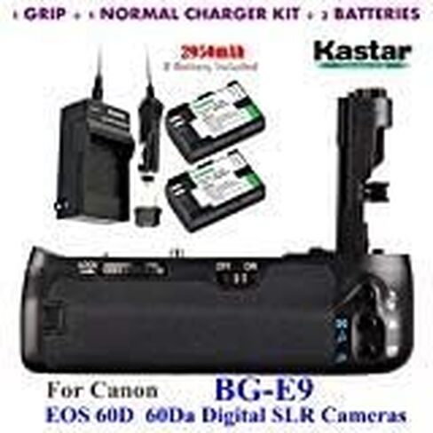 مقبض بطارية عمودي متعدد الطاقة من Kastar Pro (بديل لـ BG-E9) + 2X LP-E6 بطاريات بديلة + طقم شاحن لكاميرات EOS 60D 60Da الرقمية SLR in Saudi Arabia