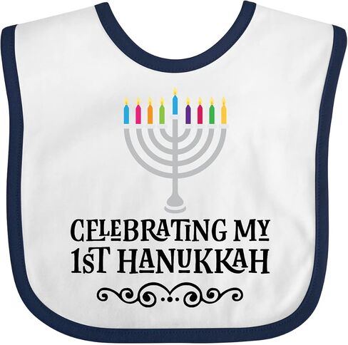 inktastic Hanukkah Babys 1st Menorah Baby Bib in Saudi Arabia