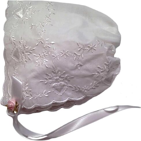 Bridal Heart Embroidered Lace Keepsake Handkerchief Bonnet in Saudi Arabia