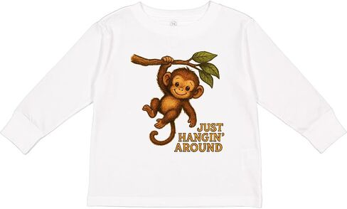 inktastic Cute Monkey Just Hangin' Around Toddler Long Sleeve T-Shirt in Saudi Arabia