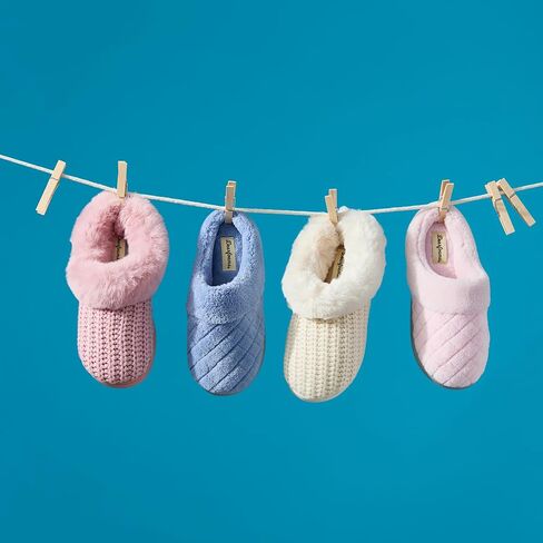 شبشب منزل نسائي من الإسفنج الذكي من Dearfoams - قبقاب ليبي تيري بعرض واسع in Kuwait