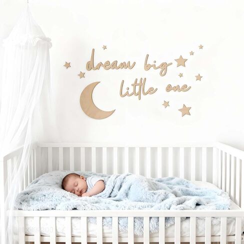 15Pcs Wooden Moon and Stars Nursery Wall Decor, Dream Big Little One Sign, Boho Neutral Baby Room Wall Art, Kids Bedroom Playroom Home Decoration (Wood Color) in Saudi Arabia