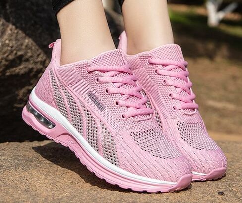 Womens mesh Breathable Running Shoes air Cushion Lightweight Sneakers Lace up Walking Tennis Shoes in Saudi Arabia