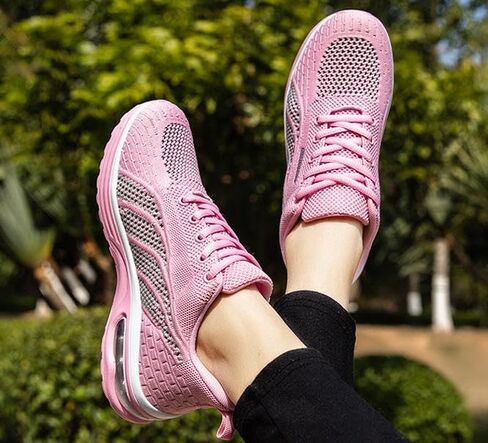 Womens mesh Breathable Running Shoes air Cushion Lightweight Sneakers Lace up Walking Tennis Shoes in Saudi Arabia