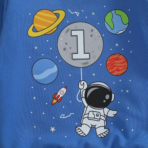 Baby Boys 1st Birthday Outfit Planet Astronaut Sweatshirt Jogger Pants One Year Old Boy Birthday Sweatsuit in Kuwait