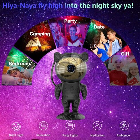 Astronaut Star Projector Galaxy Light with Timer and Remote Control, 360° Adjustable Starry Night Light Projector for Baby/Kids/Adults/Bedroom/Party/Home Decor/Game Room (Black) in Saudi Arabia