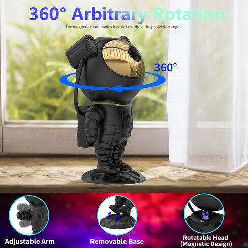Astronaut Star Projector Galaxy Light with Timer and Remote Control, 360° Adjustable Starry Night Light Projector for Baby/Kids/Adults/Bedroom/Party/Home Decor/Game Room (Black) in Saudi Arabia