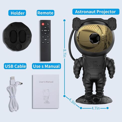 Astronaut Star Projector Galaxy Light with Timer and Remote Control, 360° Adjustable Starry Night Light Projector for Baby/Kids/Adults/Bedroom/Party/Home Decor/Game Room (Black) in Saudi Arabia