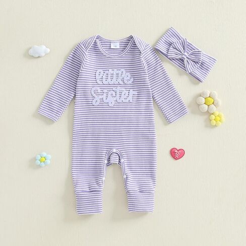 Hello Im New Here Newborn Baby Girl Coming Home Outfit Long Sleeve Romper Waffle Knit Jumpsuit Infant Clothes in Kuwait