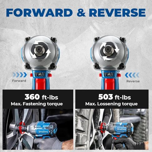 مفتاح ربط تأثير لاسلكي Dong Cheng 20V، أقصى عزم دوران 360 قدم رطل (488N.m)، 1/2 بوصة مع 3 أوضاع سرعة، 2400 دورة في الدقيقة مسدس تأثير بدون فرشاة (متجدد) in Kuwait