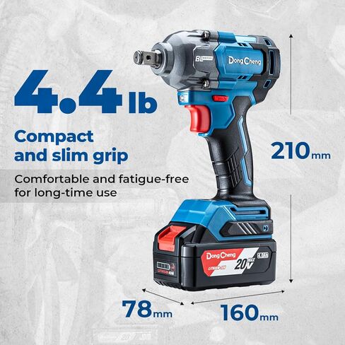 مفتاح ربط تأثير لاسلكي Dong Cheng 20V، أقصى عزم دوران 360 قدم رطل (488N.m)، 1/2 بوصة مع 3 أوضاع سرعة، 2400 دورة في الدقيقة مسدس تأثير بدون فرشاة (متجدد) in Kuwait