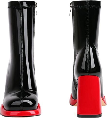 Mofirdast Gogo Boots منصة مكتنزة الكعب الكاحل للأحذية للنساء مربع إصبع القدم أحذية العجل مع السوستة الجانبية لرقص حفلات الحفلات in Saudi Arabia
