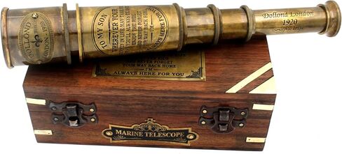 Handcrafted Brass Nautical Telescope in Wooden Box | to My Grandson Engraved Spyglass from Grandparents | Meaningful Graduation, Birthday, Christmas, Baptism Gift | Vintage Collectible in Saudi Arabia