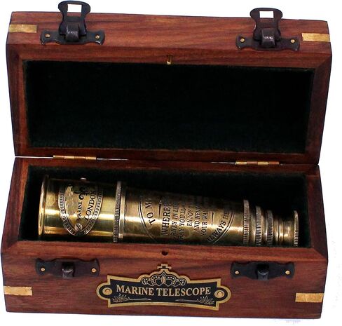 Handcrafted Brass Nautical Telescope in Wooden Box | to My Grandson Engraved Spyglass from Grandparents | Meaningful Graduation, Birthday, Christmas, Baptism Gift | Vintage Collectible in Saudi Arabia