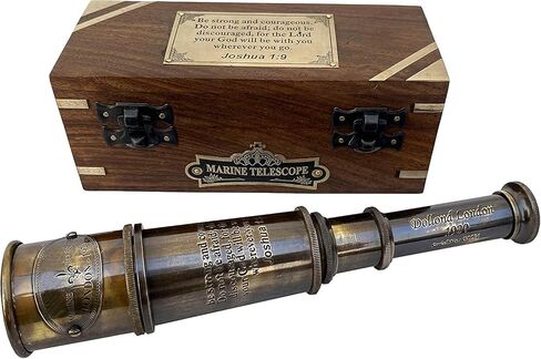 Handcrafted Brass Nautical Telescope in Wooden Box | to My Grandson Engraved Spyglass from Grandparents | Meaningful Graduation, Birthday, Christmas, Baptism Gift | Vintage Collectible in Saudi Arabia