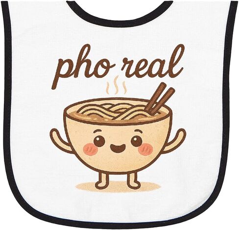 inktastic Pho Real Cute Kawaii Noodle Bowl with Smiling Baby Terry Cloth Bib in Saudi Arabia