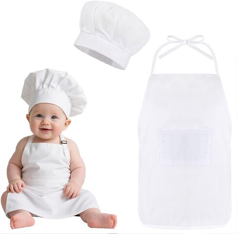 XGOPTS 2 Pcs Newborn Baby Photography Chef Costume Set Baby Chefs Outfits Chef Hat and Apron Photo Props Set for 6-24 Months in Saudi Arabia