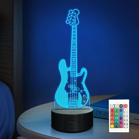 Guitar Gifts, Bass Guitars Night Light, Music Lamp with 16 Colors Changing & Timer & Dimmer, Gifts for Birthday, Xmas, Graduation, Back to School for Men, Boys, Teachers, Guitar Player in Saudi Arabia