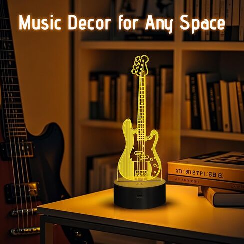 Guitar Gifts, Bass Guitars Night Light, Music Lamp with 16 Colors Changing & Timer & Dimmer, Gifts for Birthday, Xmas, Graduation, Back to School for Men, Boys, Teachers, Guitar Player in Saudi Arabia
