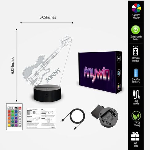 Guitar Gifts, Bass Guitars Night Light, Music Lamp with 16 Colors Changing & Timer & Dimmer, Gifts for Birthday, Xmas, Graduation, Back to School for Men, Boys, Teachers, Guitar Player in Saudi Arabia