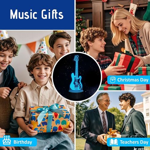 Guitar Gifts, Bass Guitars Night Light, Music Lamp with 16 Colors Changing & Timer & Dimmer, Gifts for Birthday, Xmas, Graduation, Back to School for Men, Boys, Teachers, Guitar Player in Saudi Arabia