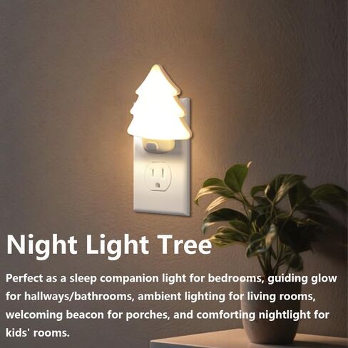 LED Night Light Christmas Tree Lights Plug Into Wall [2 Pack] with Manual On-Off Dimmable Nightlights Soft Warm/White Wall Art for Home Decor Bathroom Hallway Bedroom Kids Room Apartment，Red in Saudi Arabia