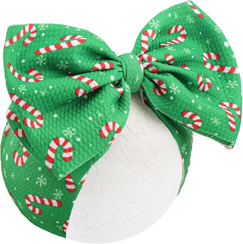 YanJie 7’’ Baby Girl Christmas Headband Ginger Bread Infant Hair Bows Snowman Baby Bow Headbands White Headband for Christmas Toddler Outfits in Saudi Arabia