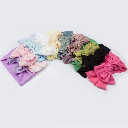 Baby Headbands Soft Stretchy Nylon Hair Bands with Bows for Newborn Infant Baby Toddler Girls-Pack of 4 in Saudi Arabia