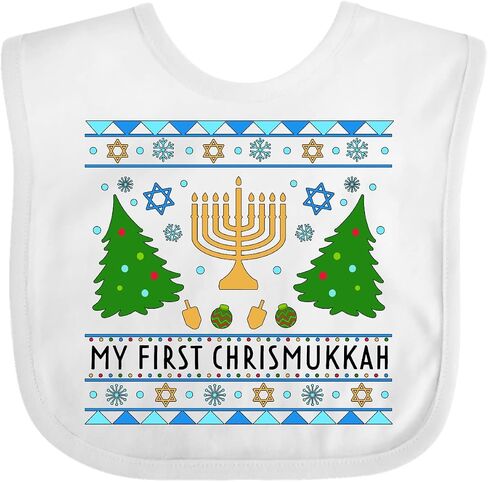 سترة Inktastic My 1st Chrismukkah مع مريلة أطفال من مينورا وأشجار in Kuwait