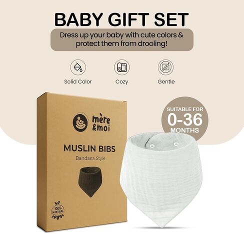 Mère & Moi Muslin Baby Bandana Bibs – 100% Cotton, Soft & Absorbent Drool & Teething Bibs in Saudi Arabia