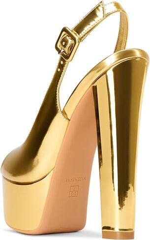 TNYNFBEB Womens Chunky Block High Platform Heel Peep Open Toe Pumps Slingback Buckle Two-Piece Prom Dress Patent Leather 5.9 Inches Heels in Saudi Arabia