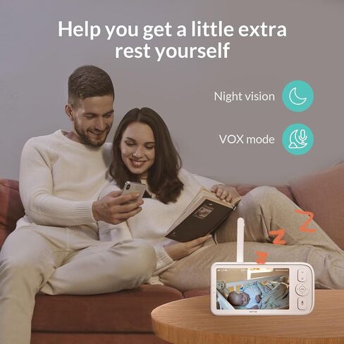 Baby Monitor with Camera and Audio, 5’’ Screen & App, 2.4GHz WiFi Secure Link, Sleep Tracking, Cry Detection, Night Vision, Temp & Humidity Monitor, 2-Way Talk, 5GB Cloud Storage, 4-in-1 Mount in Saudi Arabia
