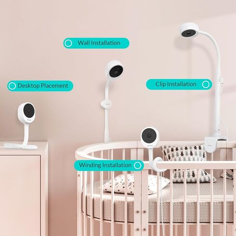 Baby Monitor with Camera and Audio, 5’’ Screen & App, 2.4GHz WiFi Secure Link, Sleep Tracking, Cry Detection, Night Vision, Temp & Humidity Monitor, 2-Way Talk, 5GB Cloud Storage, 4-in-1 Mount in Saudi Arabia