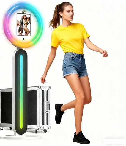 مجموعة كشك الصور مع برنامج مدمج، ومزامنة موسيقى وإضاءة RGB قابلة للضبط، وحامل قابل للفصل وبنية سهلة النقل، مثالية للحفلات التنكرية والمناسبات الخيرية وتجارب العلامات التجارية in Kuwait