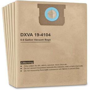 6 Pack DXVA19-4104 Vacuum Bags Compatible with DEWALT 5 to 8 Gallon Wet/Dry Vacuum For DXV05P, DXV06PL, DXV08S, Disposable Vacuum Filter Bags (6 Pack) in Saudi Arabia