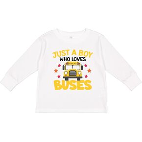 تي شيرت Inktastic Just a Boy Who Loves School Buses للأطفال الصغار بأكمام طويلة in Kuwait