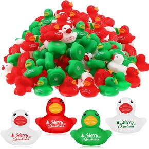 Junkin 200 Pcs Merry Christmas Rubber Ducks Bulk Mini Rubber Ducks Small Duck Bulk Xmas Gift for Halloweens Party Favors Toys (Christmas Duck) in Kuwait