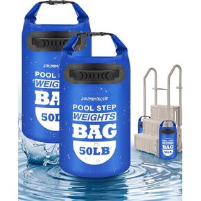 عبوتان من أوزان سلم حمام السباحة شديدة التحمل بوزن 50 رطل، أكياس رمل عالمية فوق الأرض لحمام السباحة مع مقابض، 500D PVC متينة مقاومة للماء وأكياس رمل قابلة للطي لسلالم حمام السباحة (أزرق سماوي) in Kuwait
