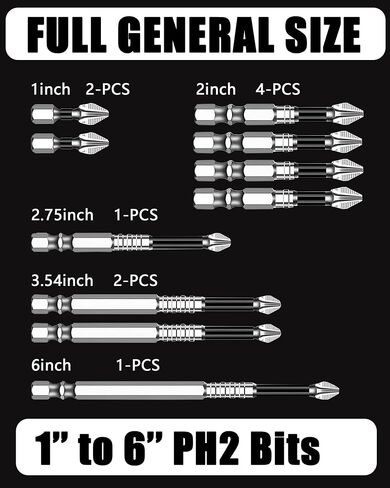 طقم لقم مفك براغي مكون من 10 قطع (10pcs-PH2(2بوصة)) in Saudi Arabia