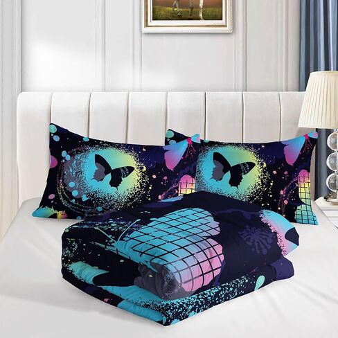 طقم لحاف للأطفال بنمط الرجبي المطبوع مع لحاف واحد و2 كيس وسادة لغرفة نوم البنات والأولاد طوال الموسم (كامل للرجبي) in Kuwait