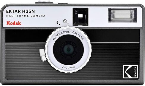كاميرا فيلم Kodak EKTAR H35N بنصف إطار، مخططة باللون الأسود، حزمة مع فيلم Kodacolor ذهبي 200 35 ملم لون سلبي وحقيبة كتف Slinger Alpine in Kuwait