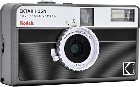 كاميرا فيلم Kodak EKTAR H35N بنصف إطار، مخططة باللون الأسود، حزمة مع فيلم Kodacolor ذهبي 200 35 ملم لون سلبي وحقيبة كتف Slinger Alpine in Kuwait